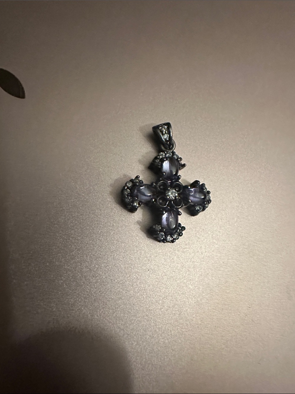 Joseph Esposito .925 silver Cross Pendant with purple stones